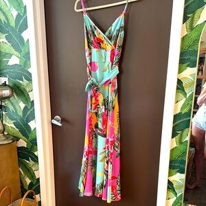 Tropical Floral Maxi SunDress sz medium